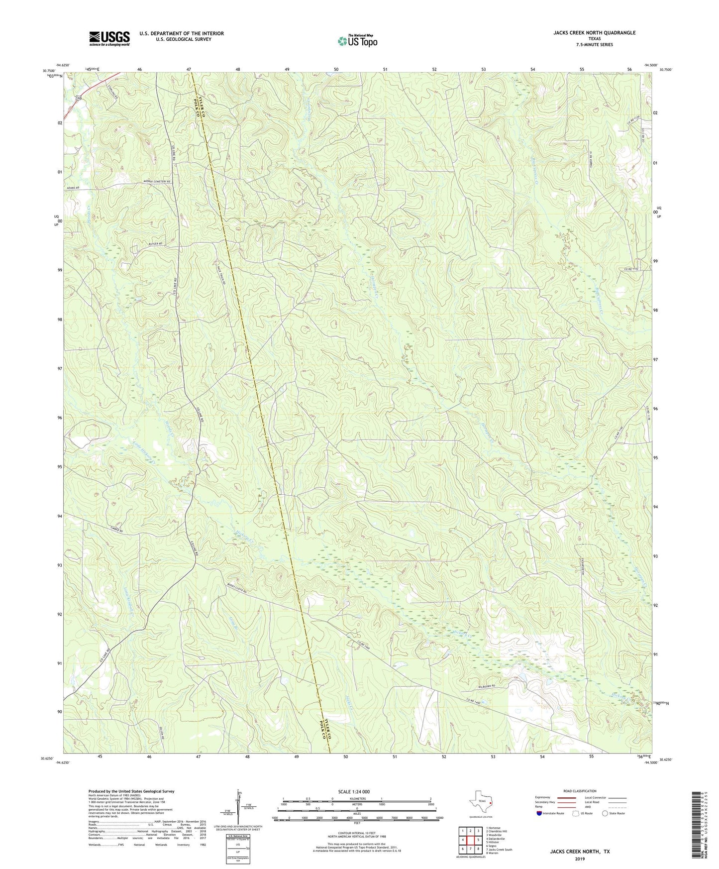 Jacks Creek North Texas US Topo Map Image