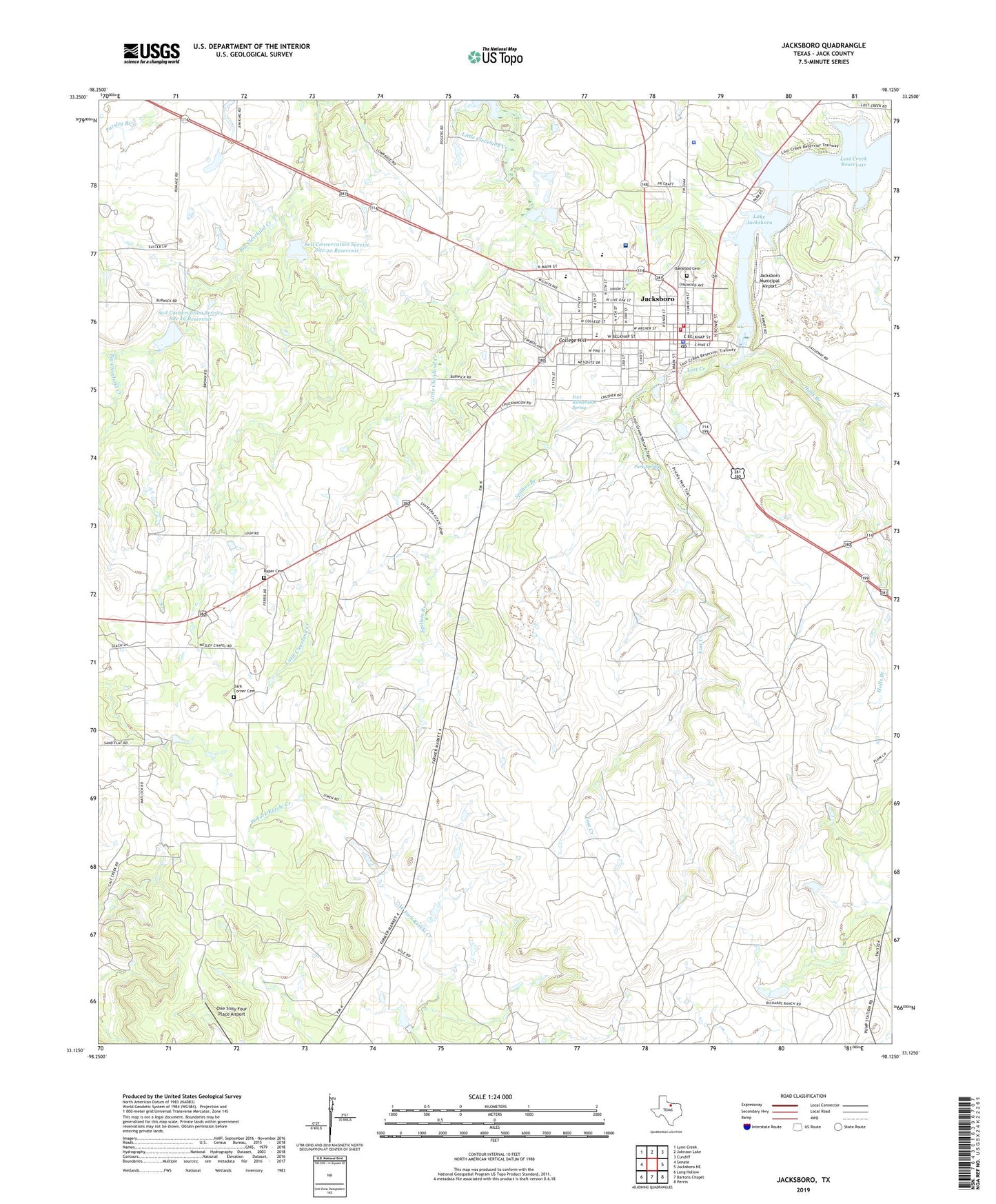 Jacksboro Texas US Topo Map Image