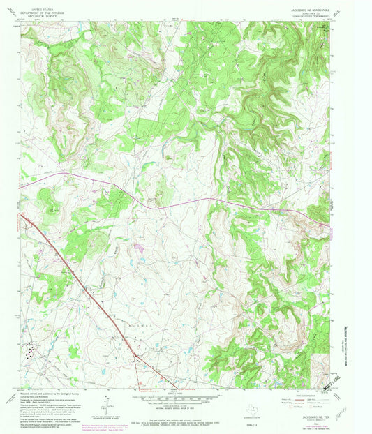 Classic USGS Jacksboro NE Texas 7.5'x7.5' Topo Map Image