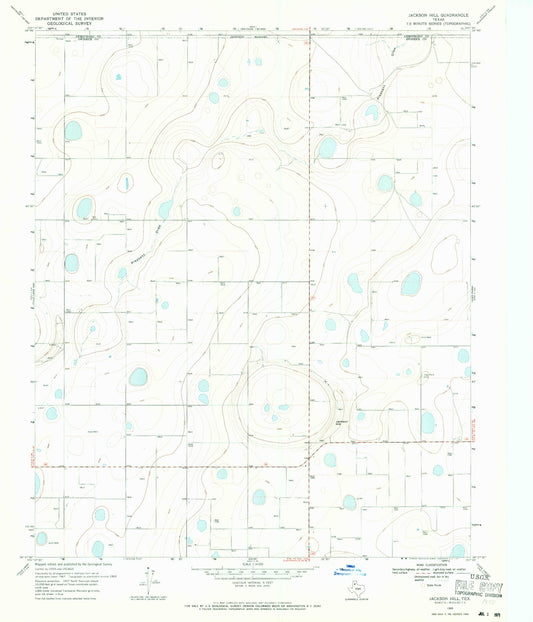 Classic USGS Jackson Hill Texas 7.5'x7.5' Topo Map Image