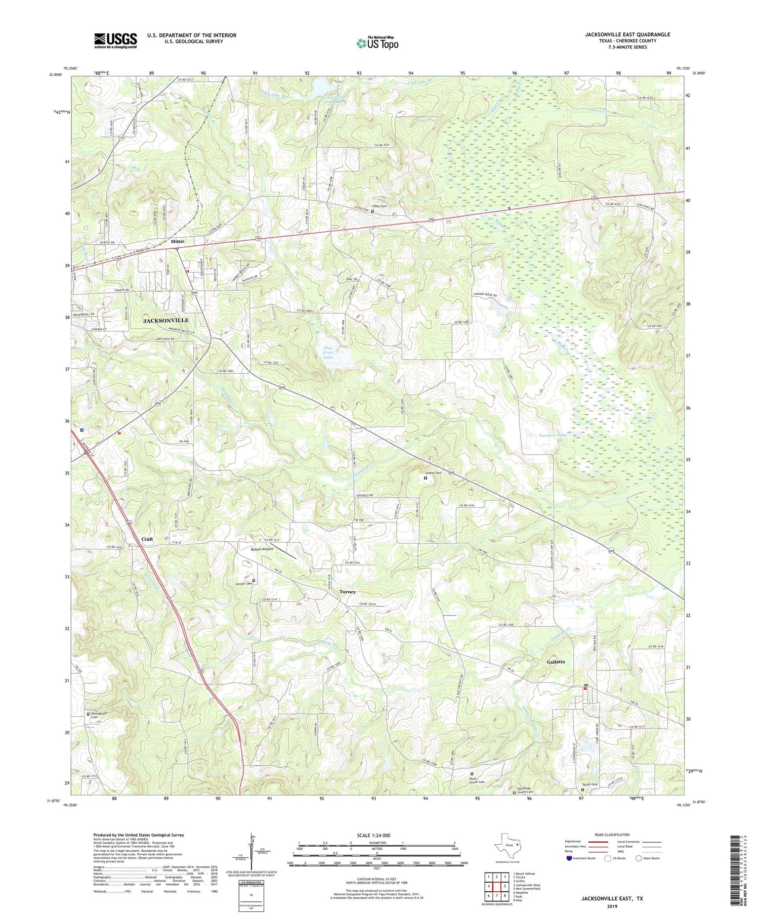 Jacksonville East Texas US Topo Map Image