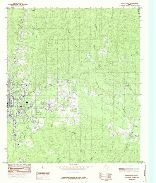 Classic USGS Jasper East Texas 7.5'x7.5' Topo Map Image