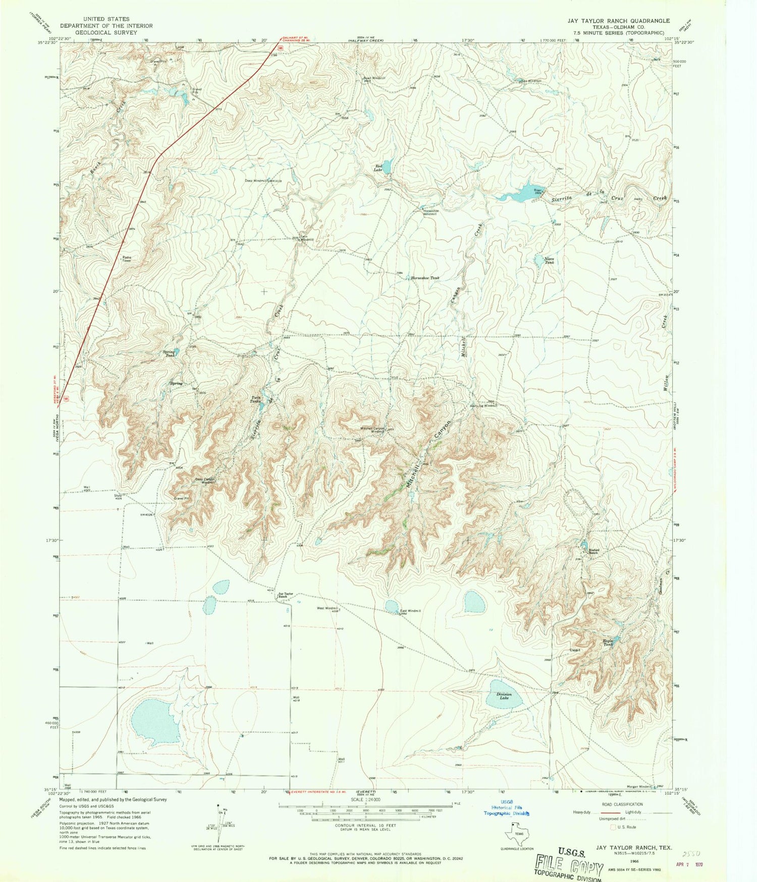 Classic USGS Jay Taylor Ranch Texas 7.5'x7.5' Topo Map – MyTopo Map Store