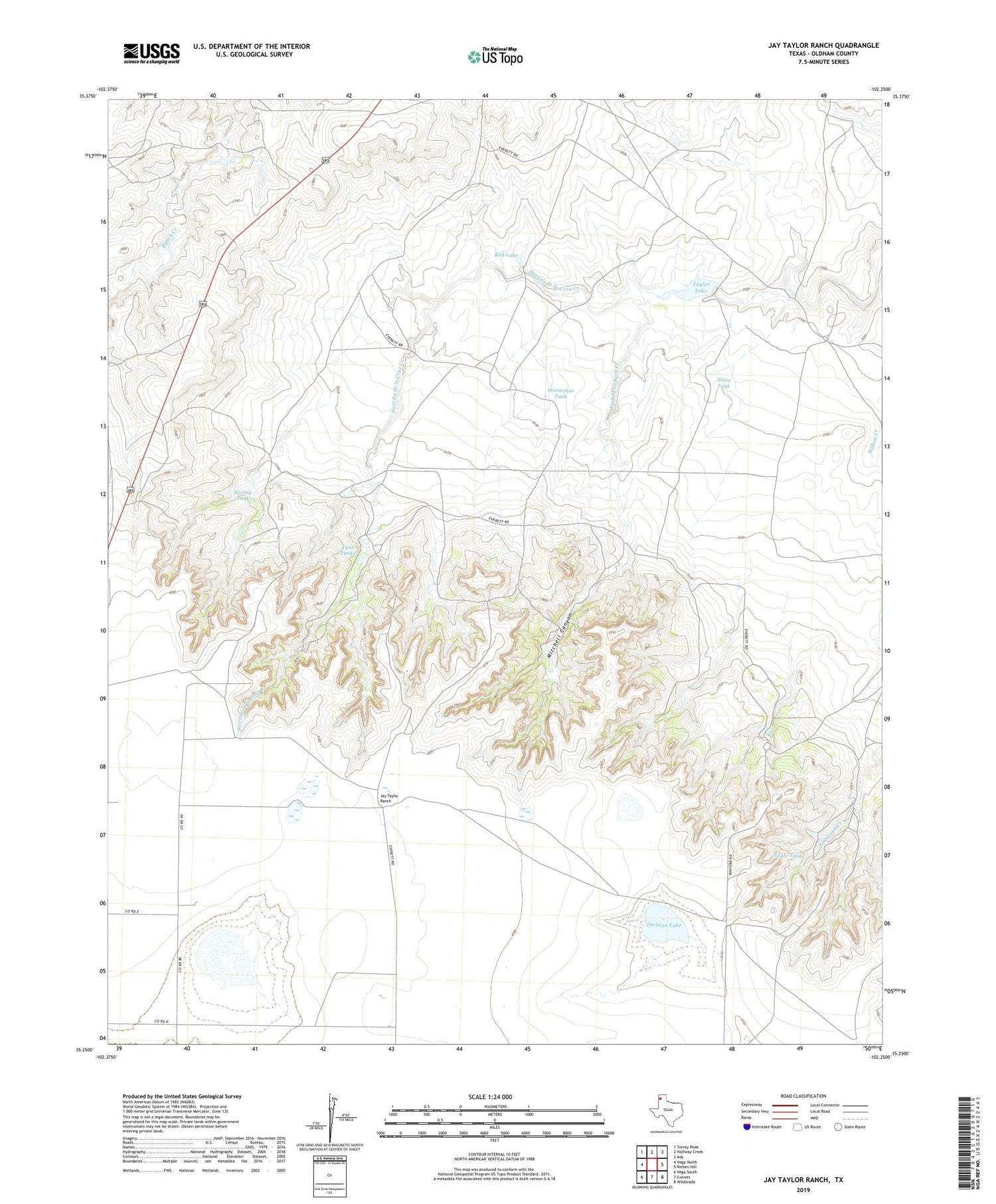 Jay Taylor Ranch Texas US Topo Map Image