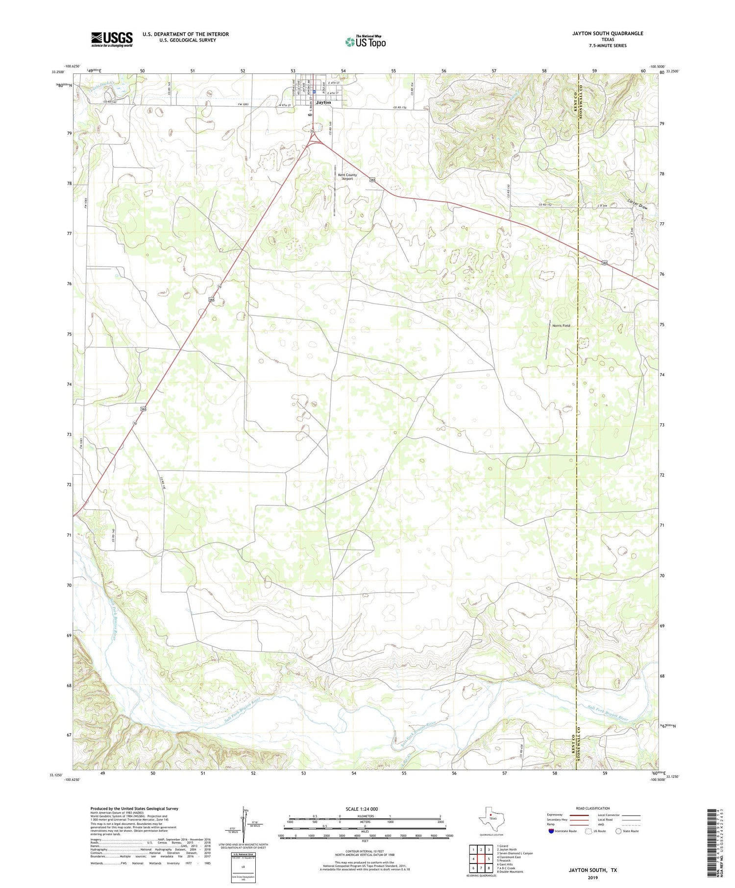 Jayton South Texas US Topo Map Image