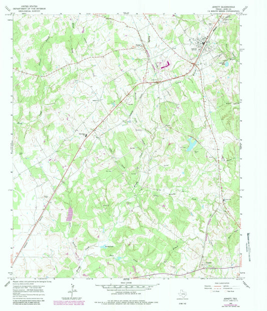 Classic USGS Jewett Texas 7.5'x7.5' Topo Map Image