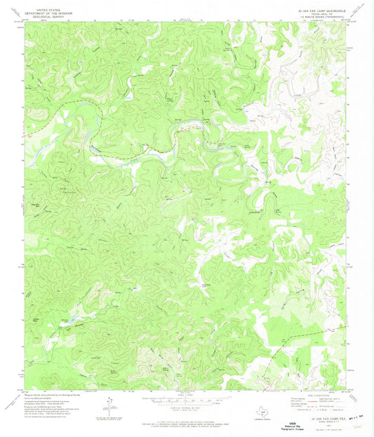 Classic USGS Jo Jan Van Camp Texas 7.5'x7.5' Topo Map Image