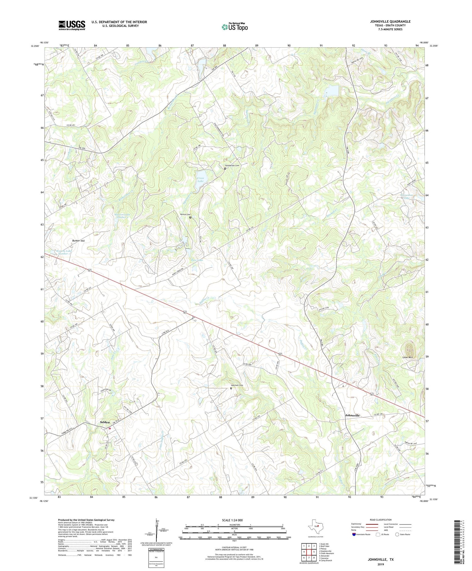 Johnsville Texas US Topo Map Image