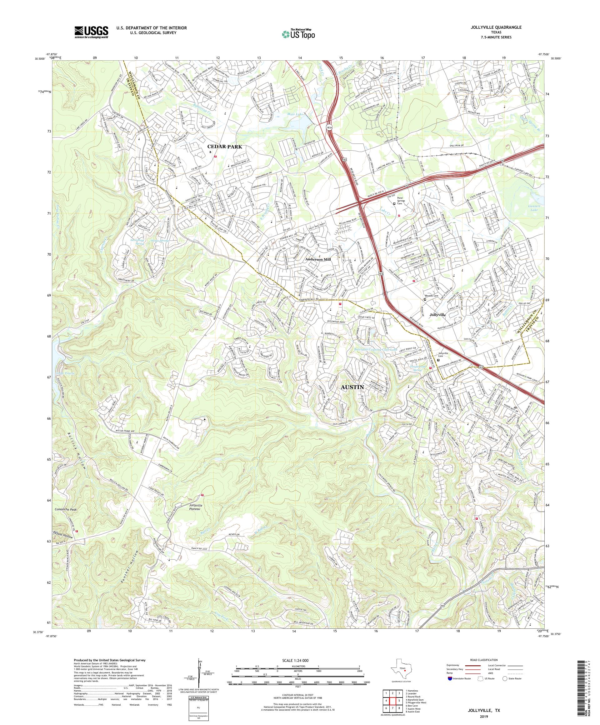 Jollyville Texas US Topo Map – MyTopo Map Store