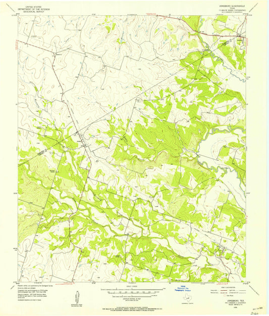 Classic USGS Jonesboro Texas 7.5'x7.5' Topo Map Image