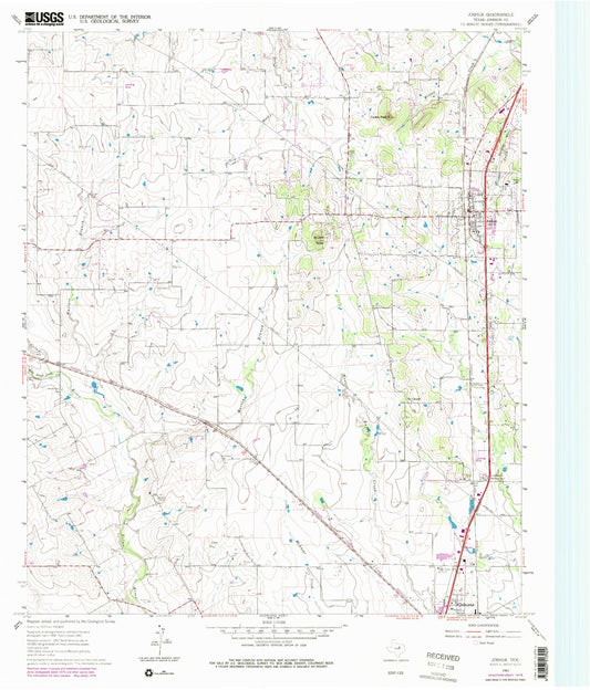 Classic USGS Joshua Texas 7.5'x7.5' Topo Map Image