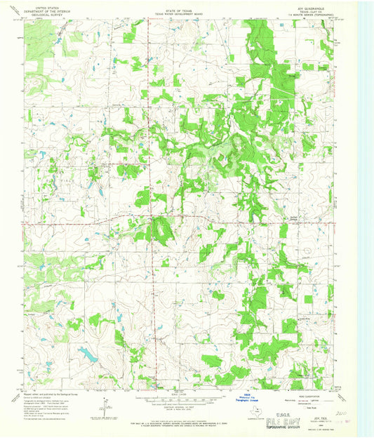 Classic USGS Joy Texas 7.5'x7.5' Topo Map Image