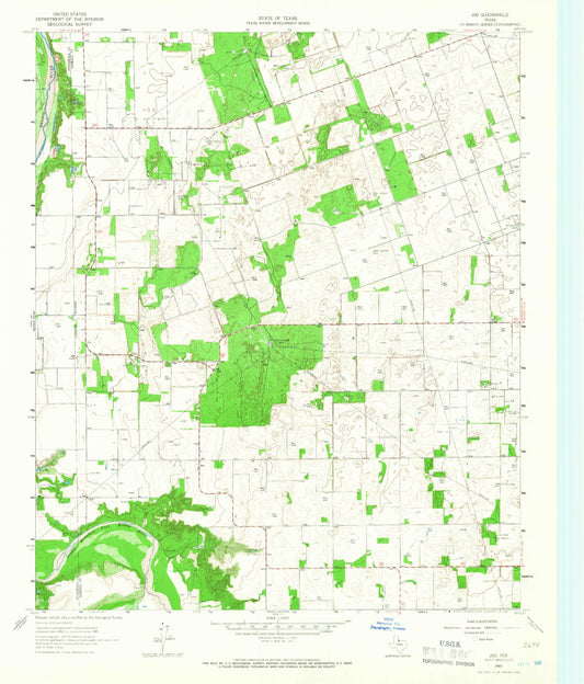 Classic USGS Jud Texas 7.5'x7.5' Topo Map Image