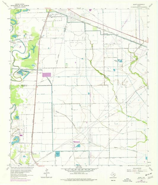 Classic USGS Juliff Texas 7.5'x7.5' Topo Map Image