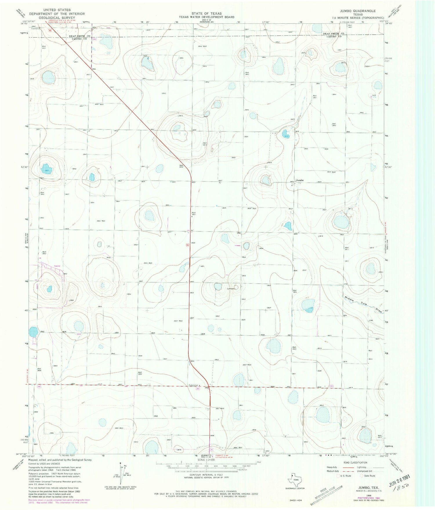 Classic USGS Jumbo Texas 7.5'x7.5' Topo Map Image