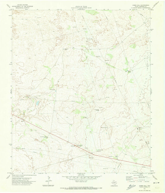 Classic USGS Jumbo Hill Texas 7.5'x7.5' Topo Map Image