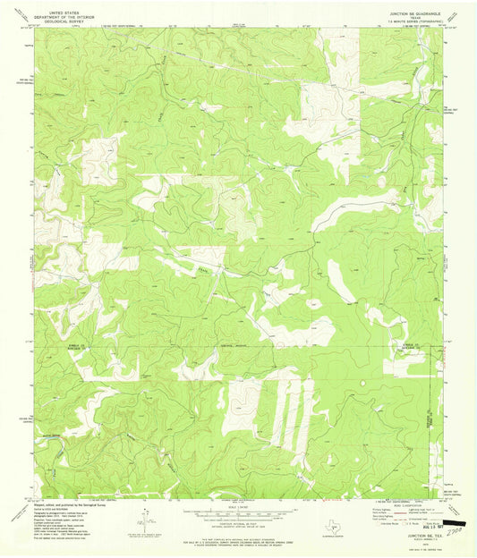Classic USGS Junction SE Texas 7.5'x7.5' Topo Map Image