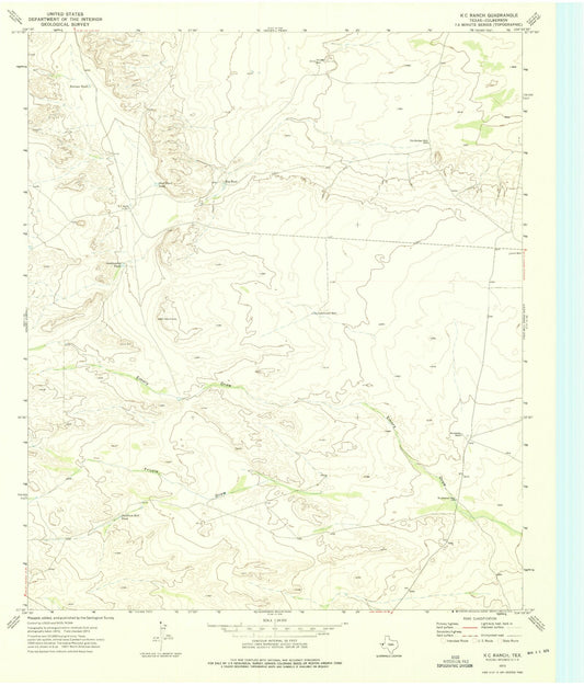 Classic USGS K C Ranch Texas 7.5'x7.5' Topo Map Image