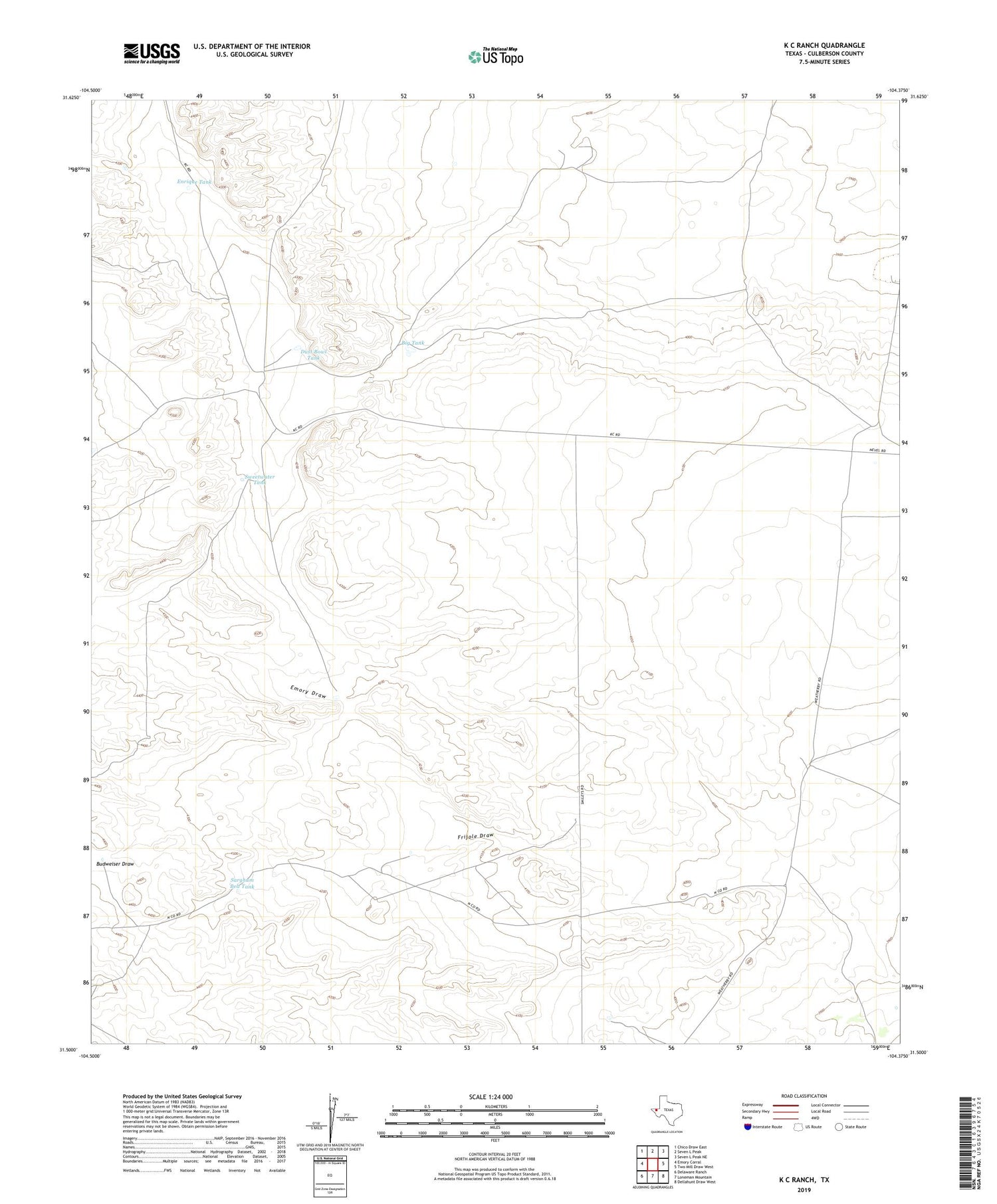 K C Ranch Texas US Topo Map Image