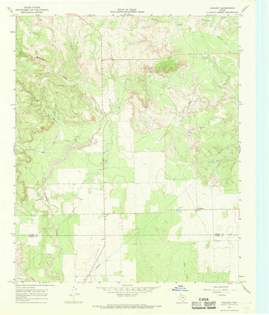 Classic USGS Kalgary Texas 7.5'x7.5' Topo Map Image