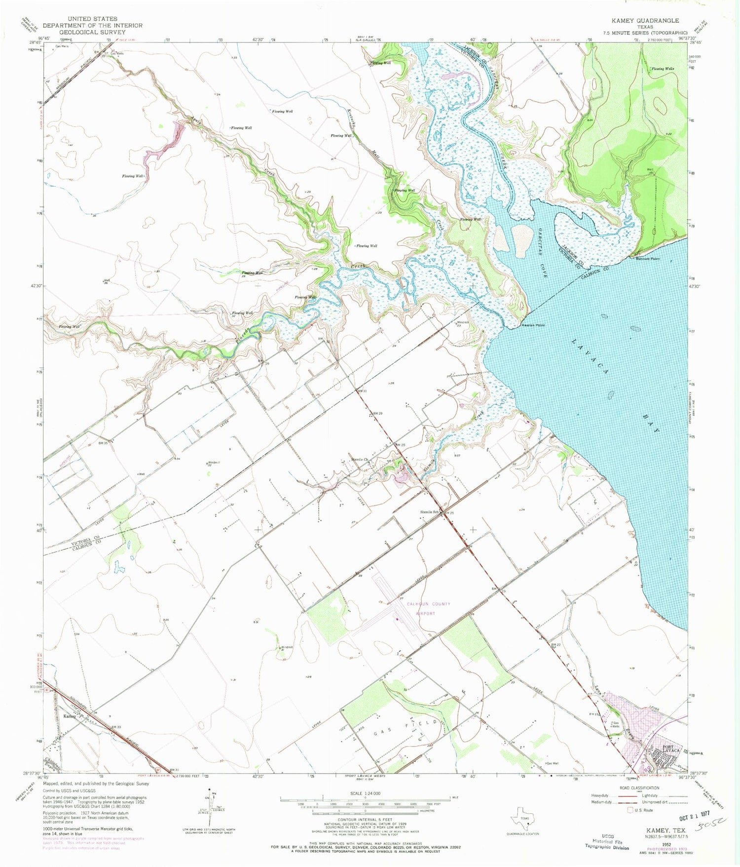 Classic USGS Kamey Texas 7.5'x7.5' Topo Map Image