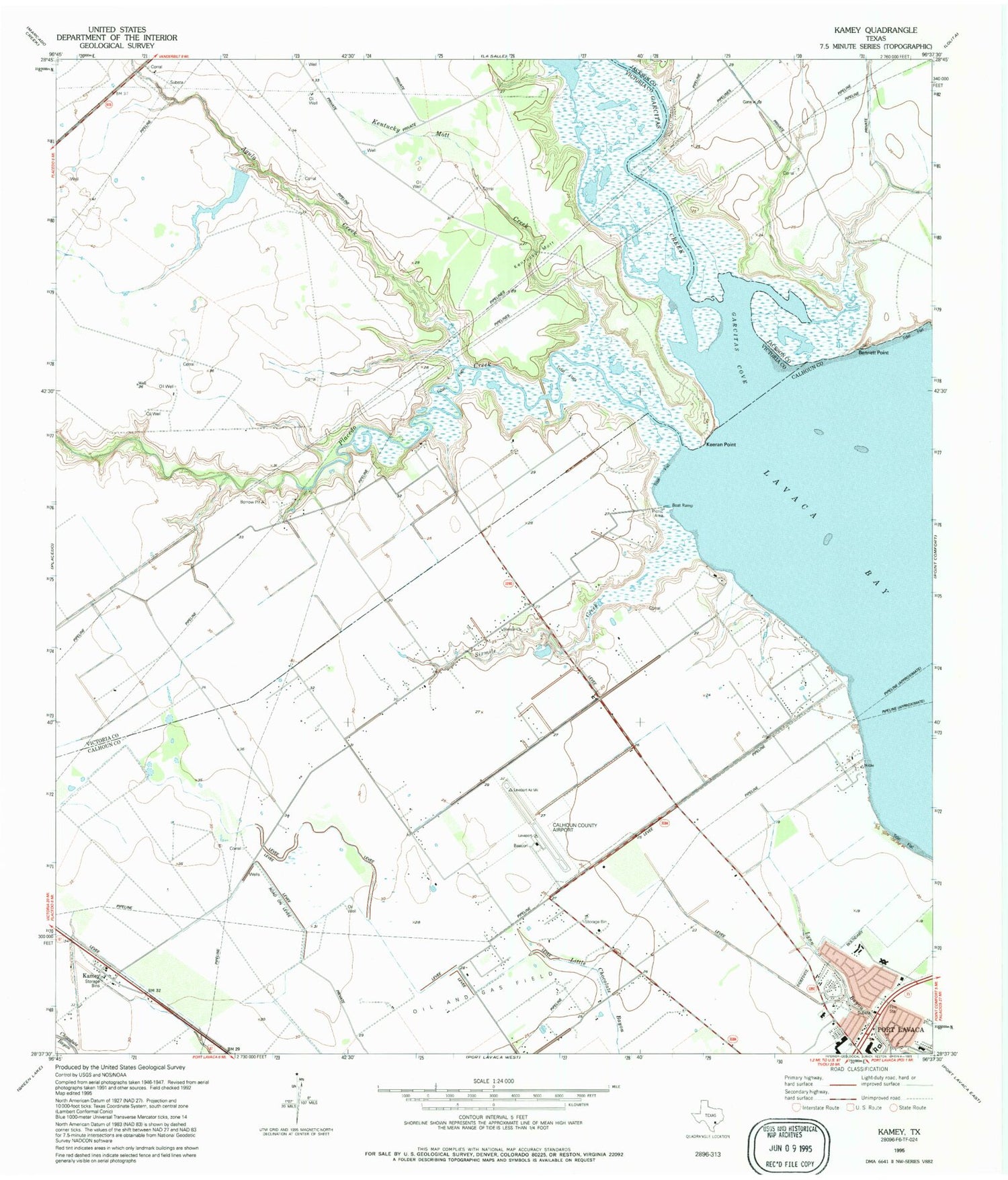 Classic USGS Kamey Texas 7.5'x7.5' Topo Map Image
