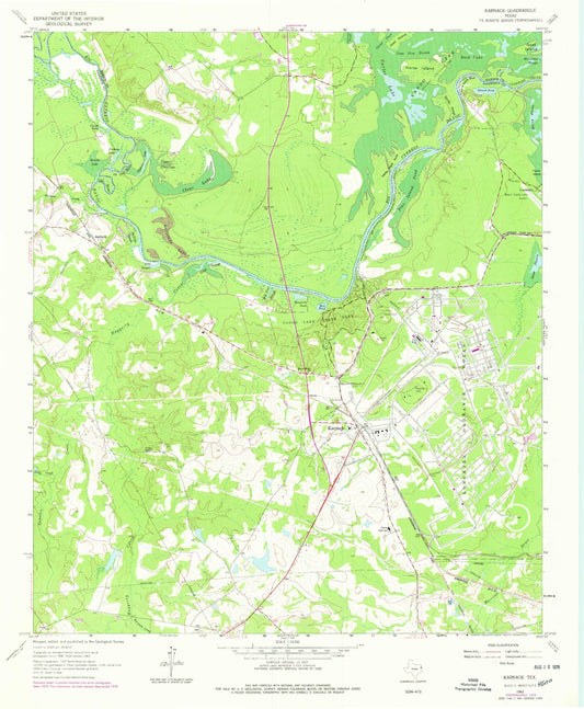 Classic USGS Karnack Texas 7.5'x7.5' Topo Map Image