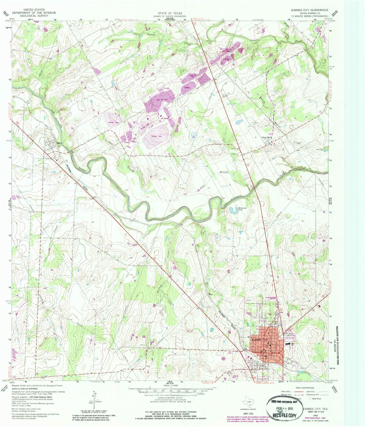 Classic USGS Karnes City Texas 7.5'x7.5' Topo Map Image