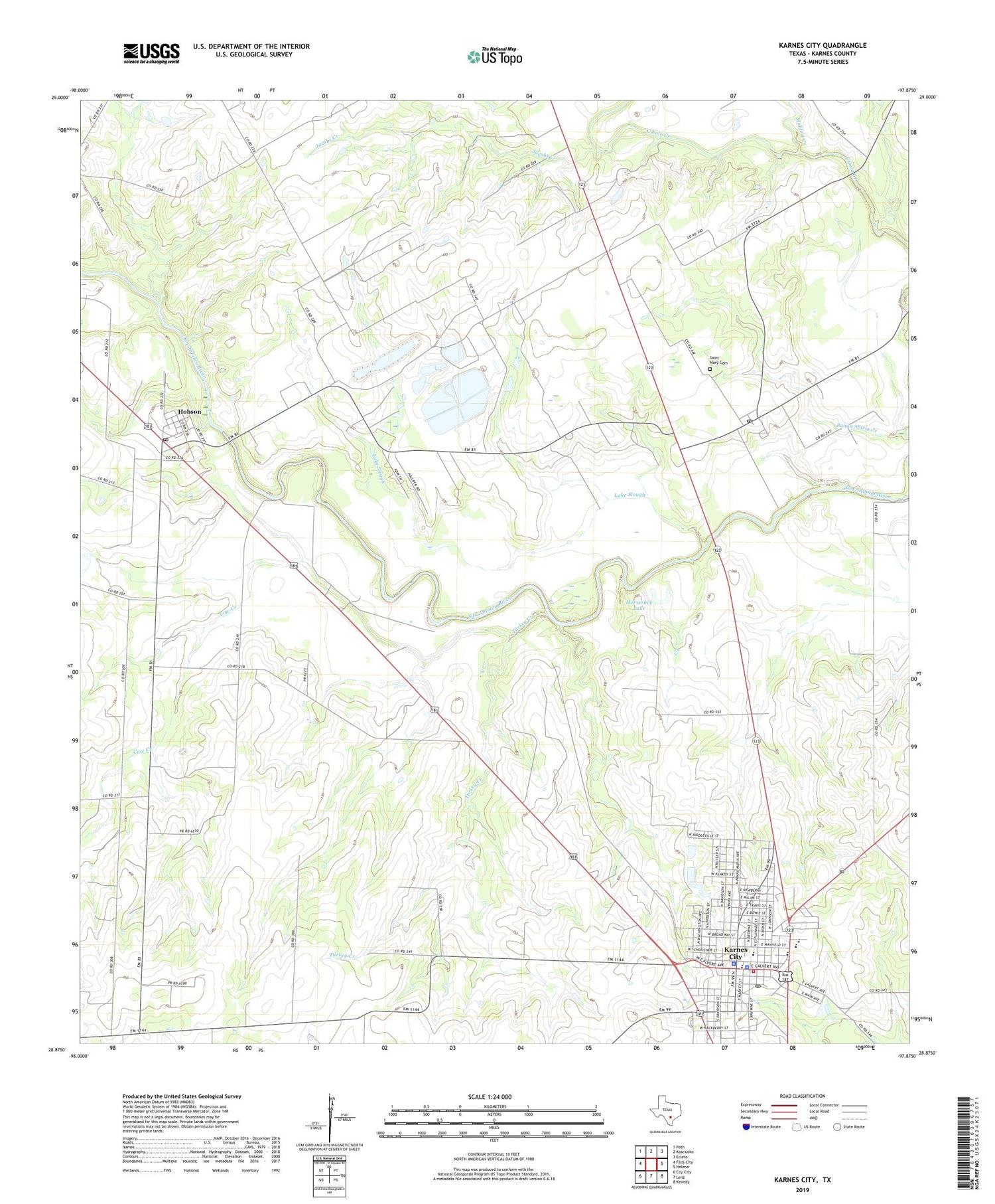 Karnes City Texas US Topo Map Image