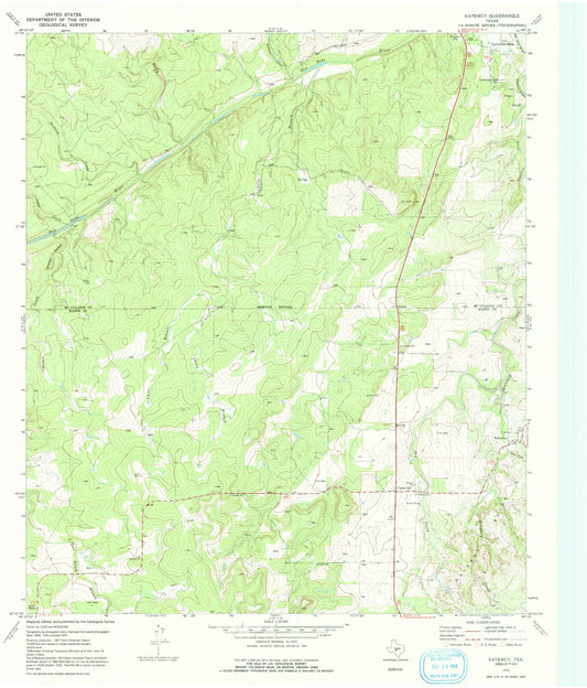 Classic USGS Katemcy Texas 7.5'x7.5' Topo Map Image