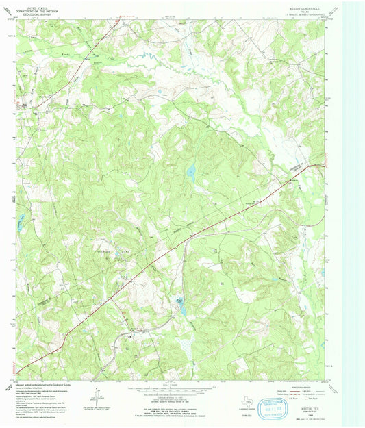 Classic USGS Keechi Texas 7.5'x7.5' Topo Map Image