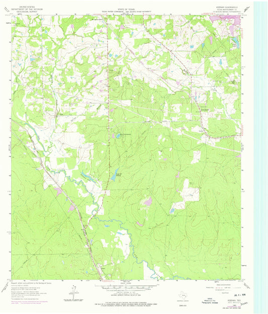 Classic USGS Keenan Texas 7.5'x7.5' Topo Map Image