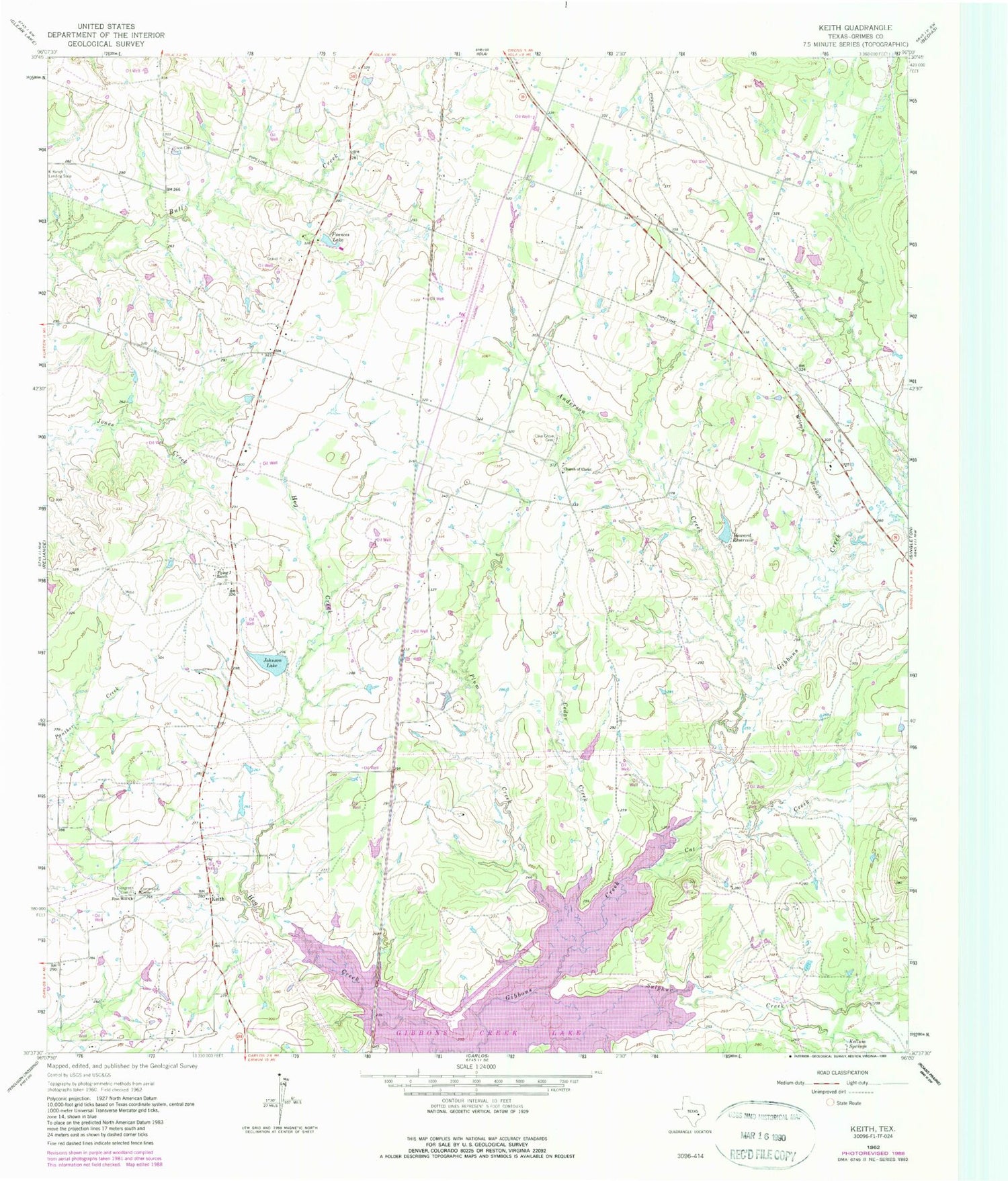 Classic USGS Keith Texas 7.5'x7.5' Topo Map Image