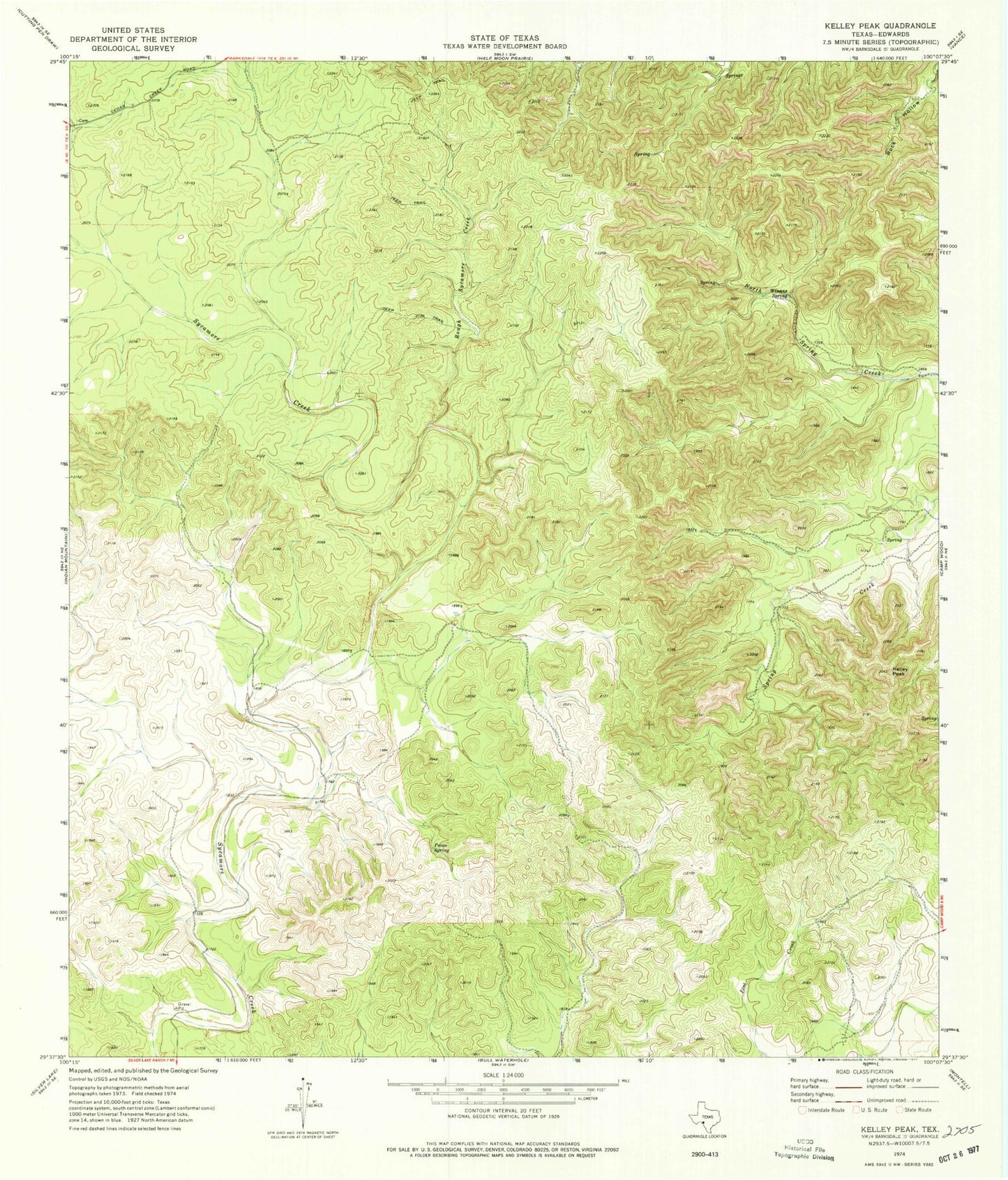 Classic USGS Kelley Peak Texas 7.5'x7.5' Topo Map Image