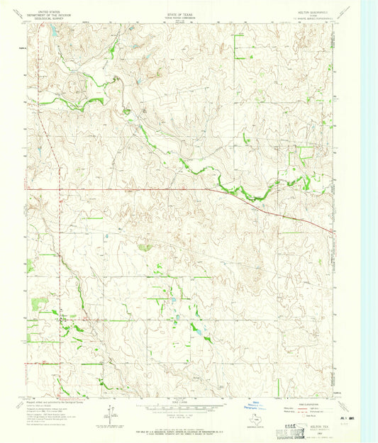 Classic USGS Kelton Texas 7.5'x7.5' Topo Map Image