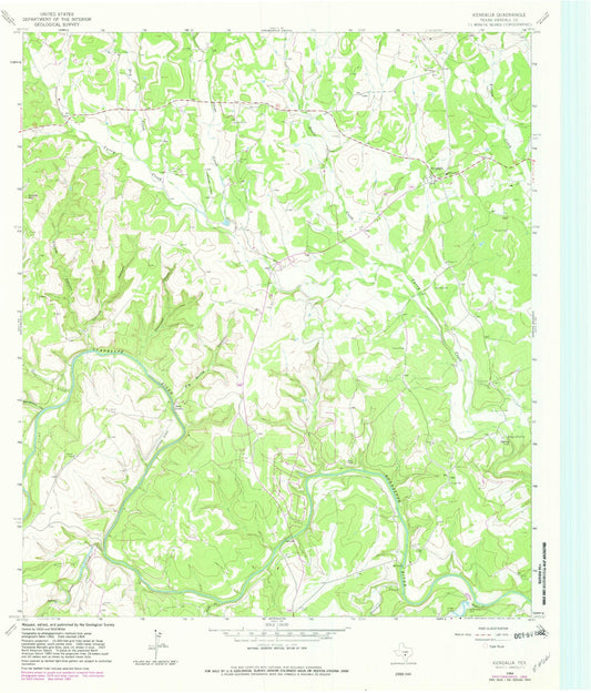Classic USGS Kendalia Texas 7.5'x7.5' Topo Map Image