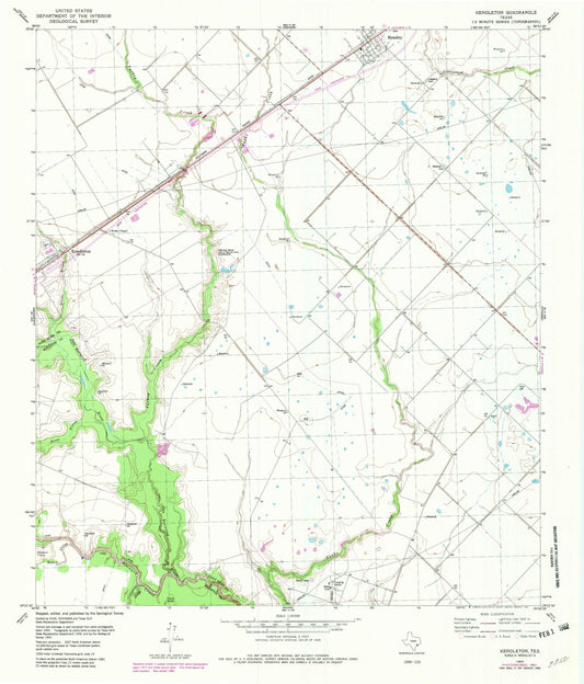 Classic USGS Kendleton Texas 7.5'x7.5' Topo Map Image