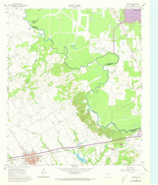 Classic USGS Kerens Texas 7.5'x7.5' Topo Map Image