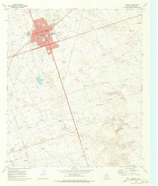 Classic USGS Kermit Texas 7.5'x7.5' Topo Map Image