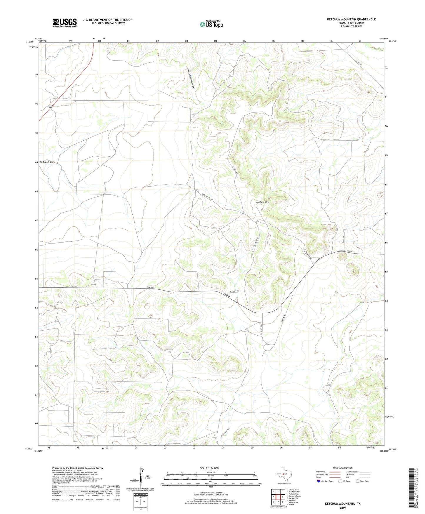 Ketchum Mountain Texas US Topo Map Image