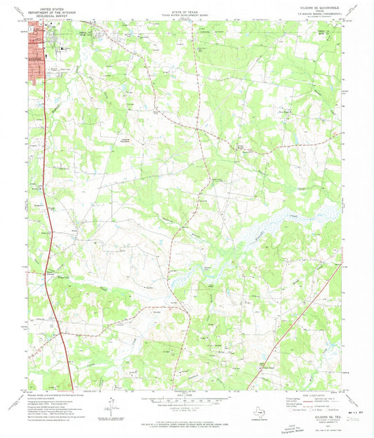 Classic USGS Kilgore SE Texas 7.5'x7.5' Topo Map Image