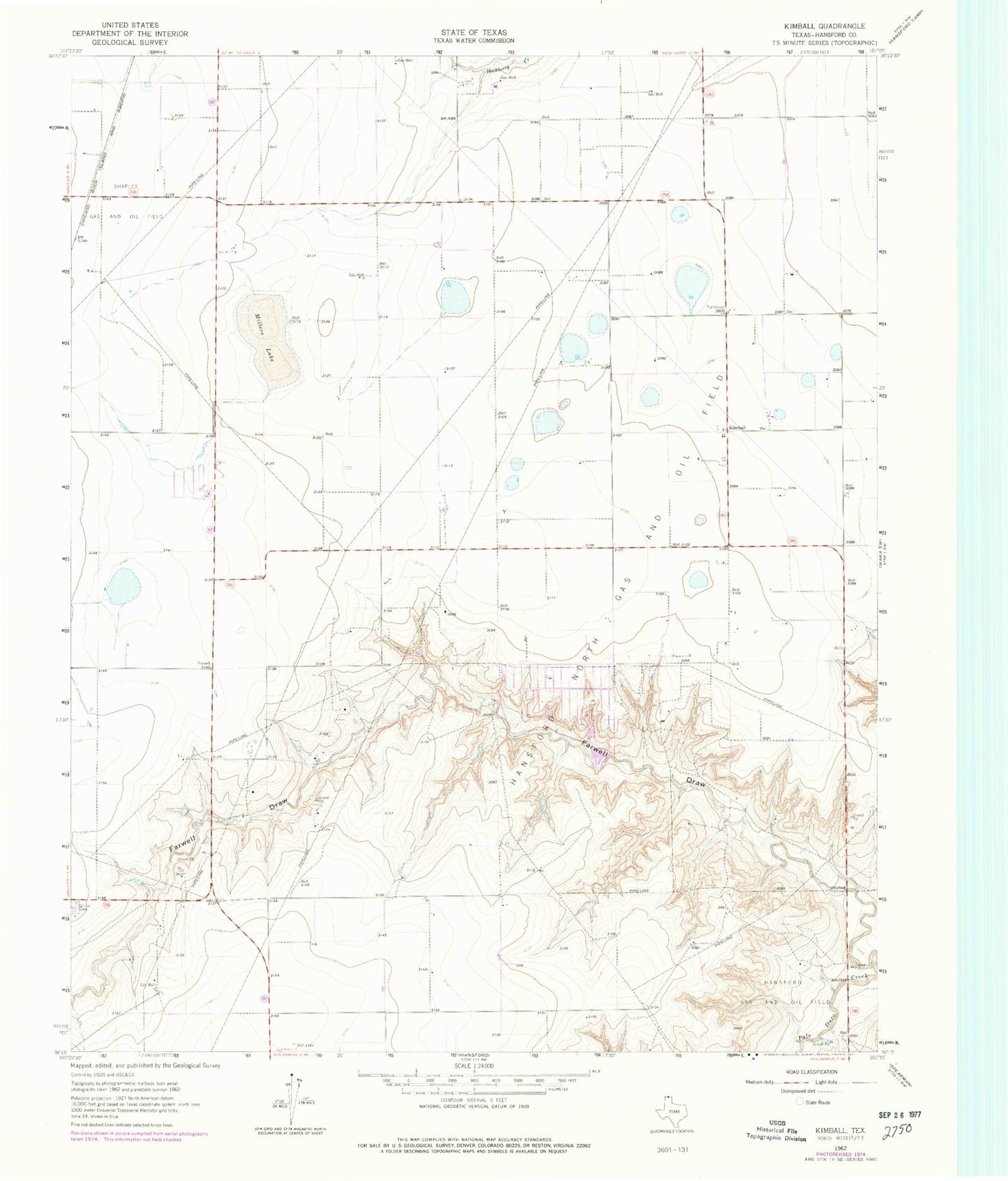 Classic USGS Kimball Texas 7.5'x7.5' Topo Map Image