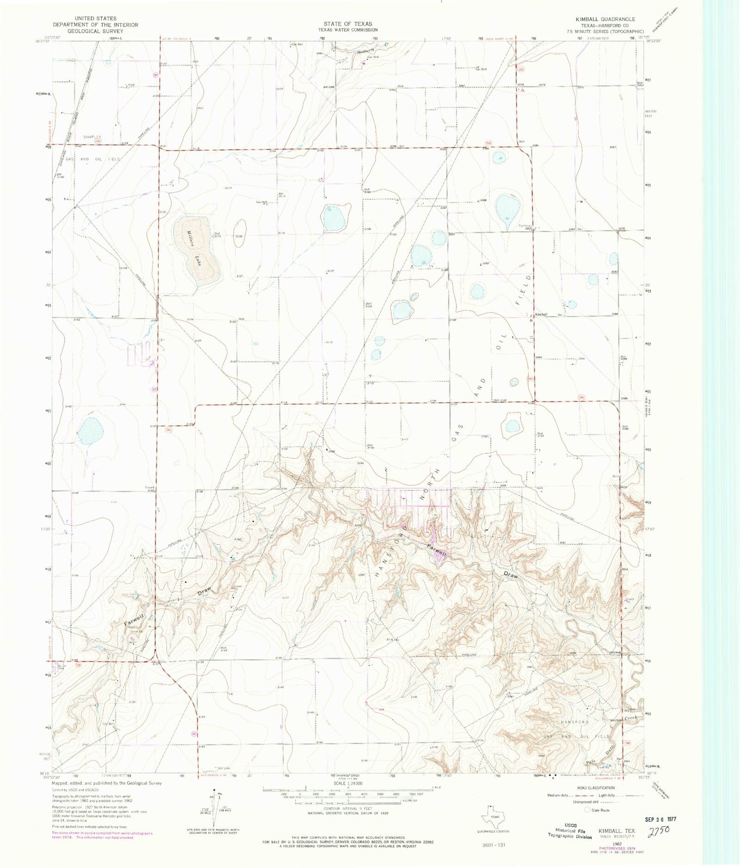 Classic USGS Kimball Texas 7.5'x7.5' Topo Map Image