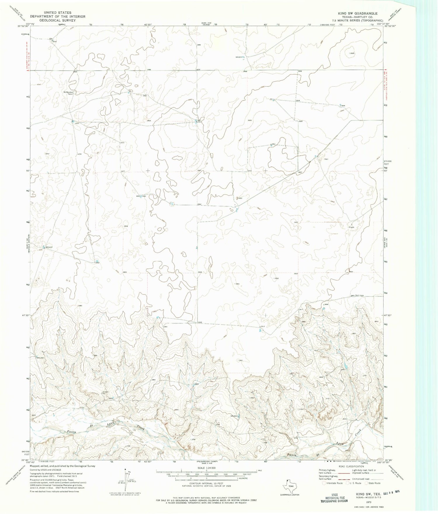 Classic USGS King SW Texas 7.5'x7.5' Topo Map Image