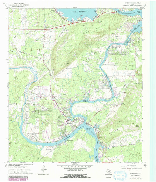 Classic USGS Kingsland Texas 7.5'x7.5' Topo Map Image