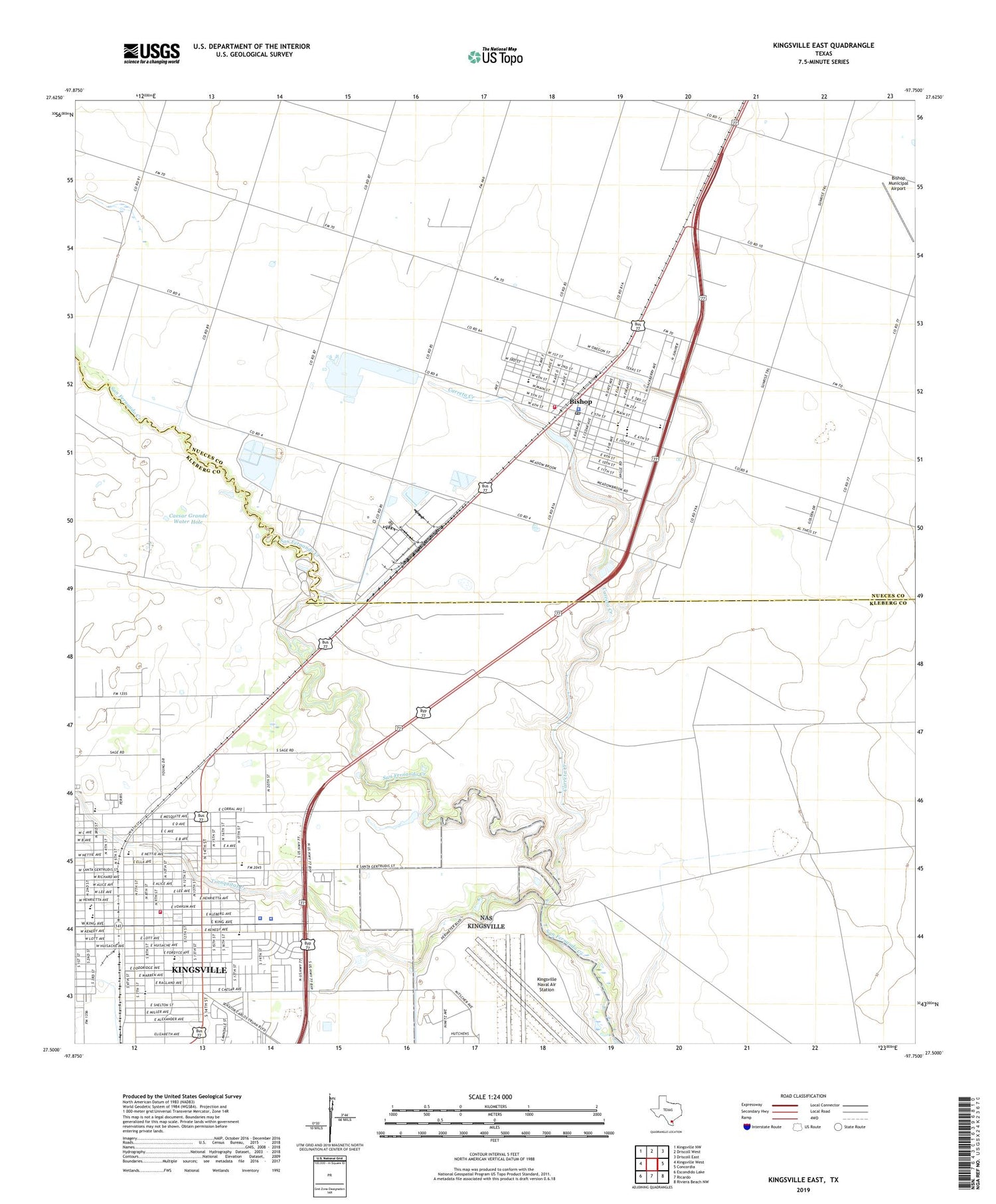 Kingsville East Texas US Topo Map Image