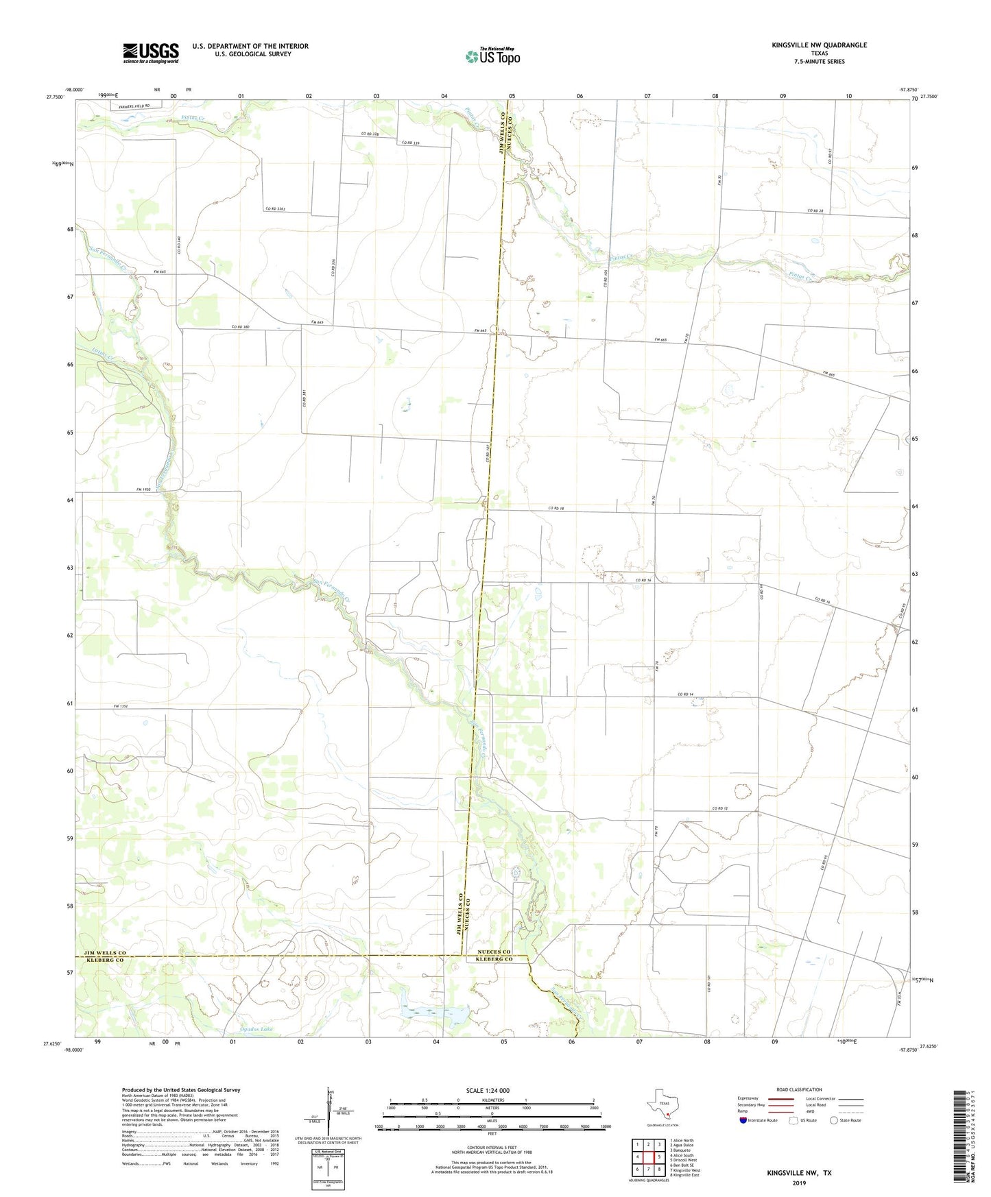 Kingsville NW Texas US Topo Map Image