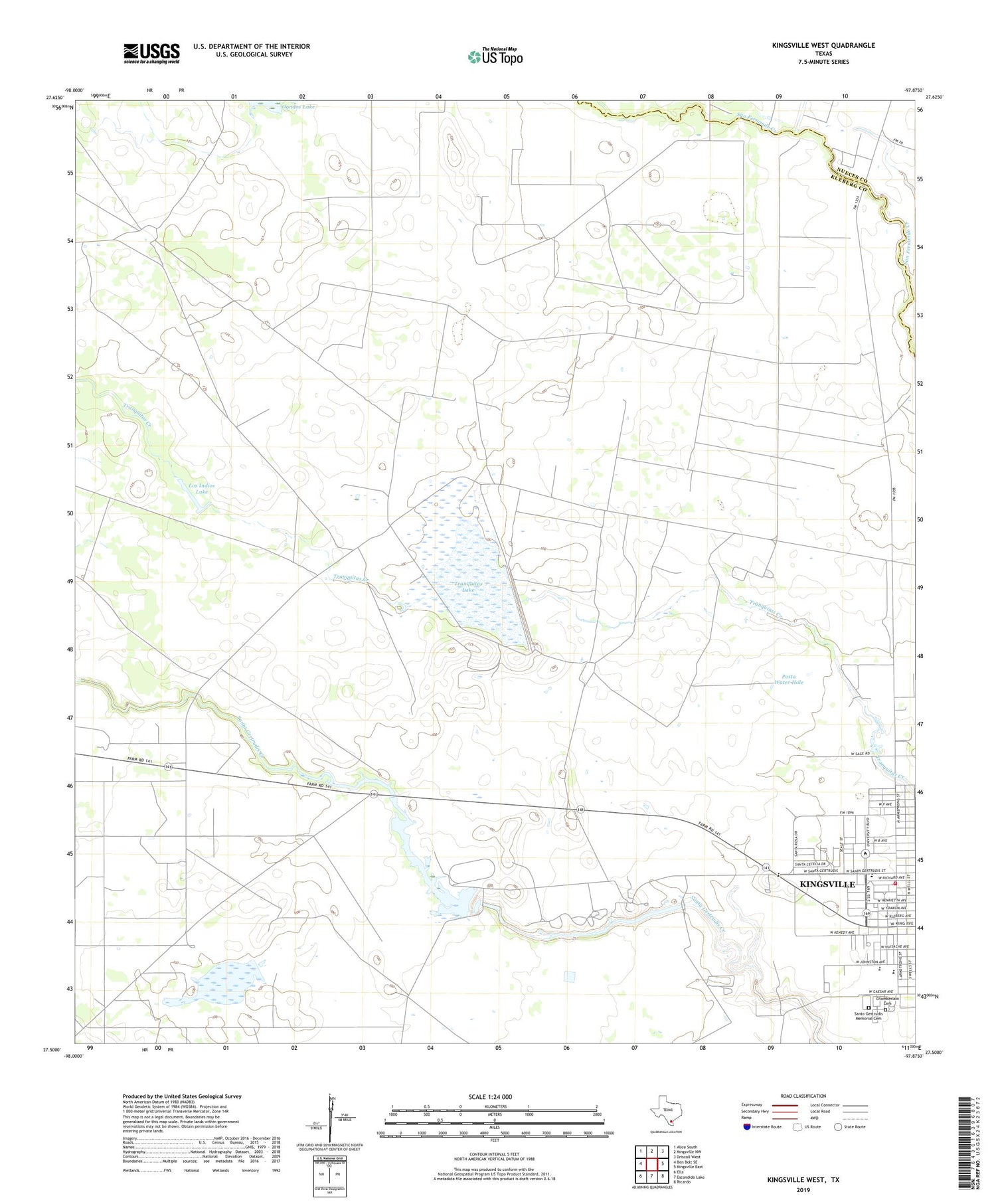 Kingsville West Texas US Topo Map Image