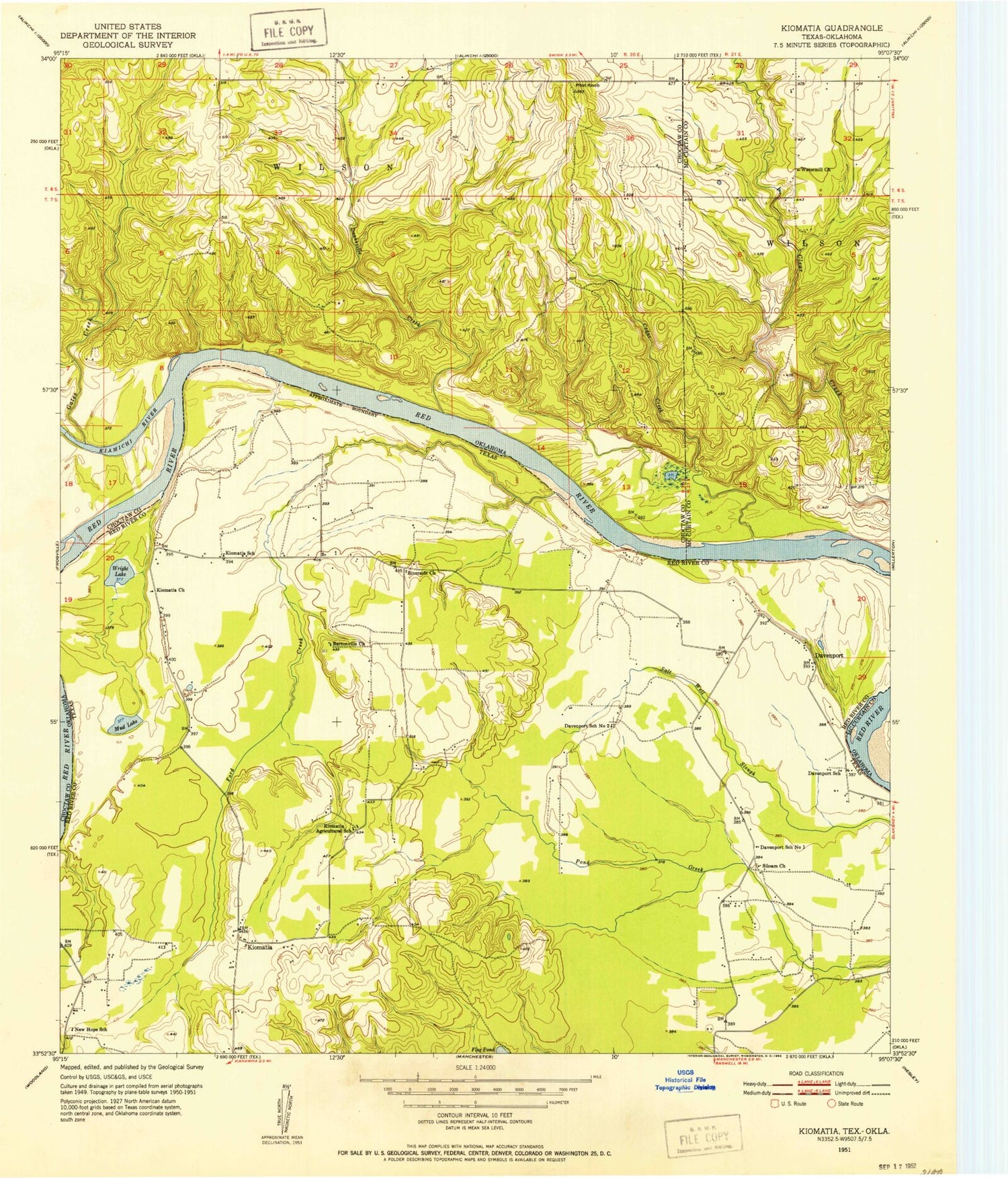Classic USGS Kiomatia Texas 7.5'x7.5' Topo Map Image