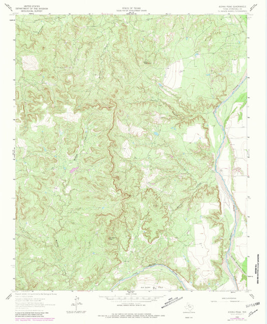 Classic USGS Kiowa Peak Texas 7.5'x7.5' Topo Map Image